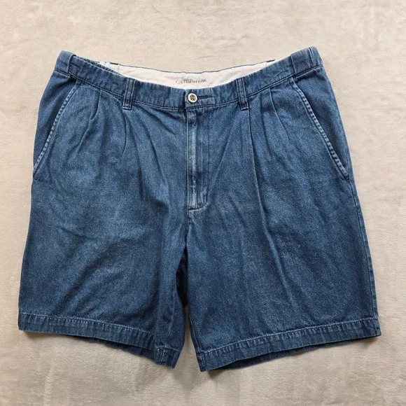 Croft & Barrow Denim Shorts Mens 36 Blue Jean Cotton Pleated Casual Relaxed Fit - Picture 2 of 7